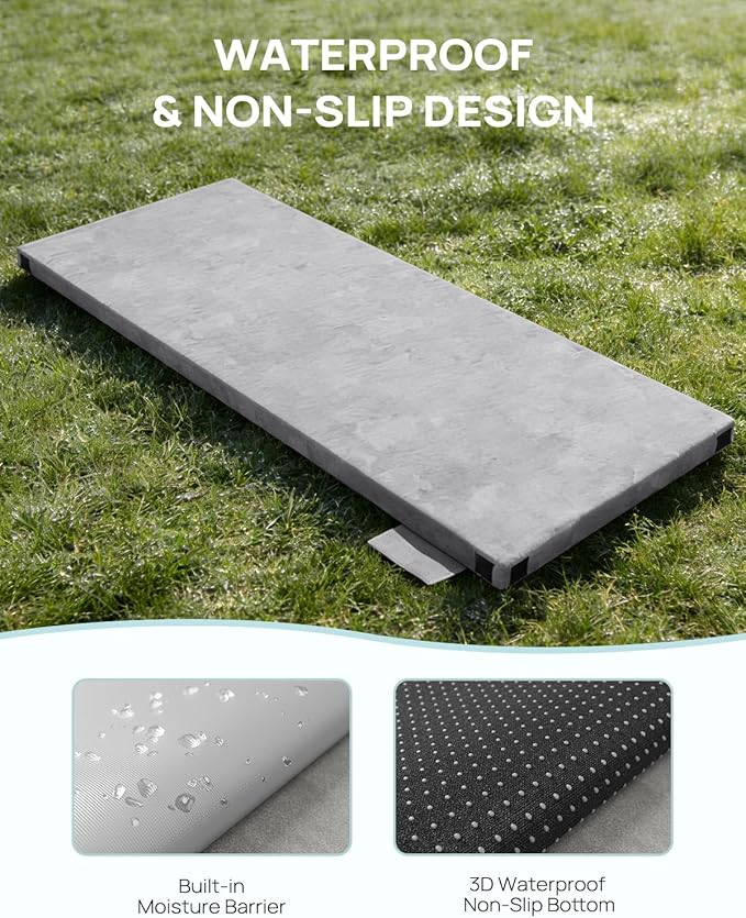 Releep 3 Inch Kids Dual-Sided Memory Foam Camping Mattress, Waterproof Camping Sleeping Pad with Portable Pillow & Carry Bag, Roll Up Cot Mattress Mat for Guest Bed/Car/Tent