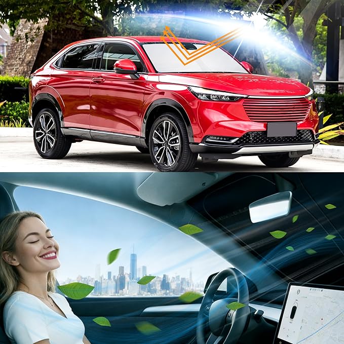 Windshield Sun Shade for Honda HRV 2016 2017 2018 2019 2020 2021 2022 HR-V Accessories Foldable Sunshade Sun Blocker Comes with Storage Bag