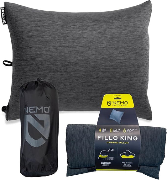 Nemo Equipment Fillo King Luxury Camping Pillow - Black Pearl/Birch Bud - One Size