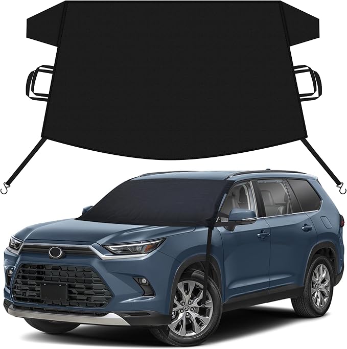 EcoNour Car Snow Cover Compatible for Toyota Highlander| Windshield Cover for Ice and Snow with S-Hook Straps | Heavy-Duty 600D Oxford Winter Car Cover, Waterproof & Anti-Slip