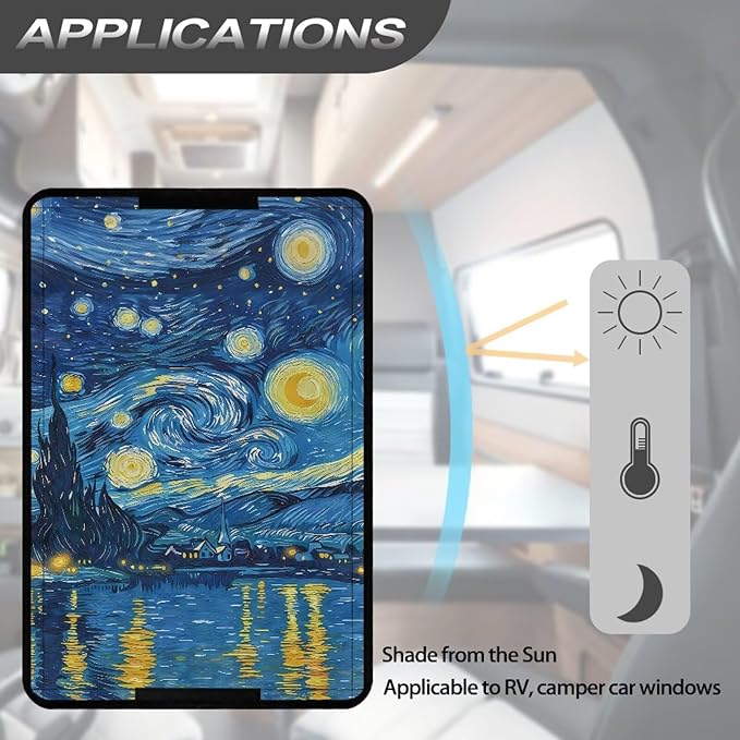 Starry Sky RV Door Window Shade Universal Camper Trailer Blackout Window Cover, RV Window Shade UV Protection Covers for Side Door