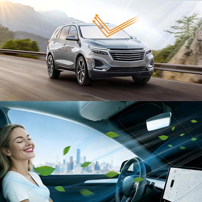 Windshield Sun Shade Accessories Compatible with 2018 2019 2020-2026 Chevy Equinox for Foldable Sunshade Sun Visor Blocks UV