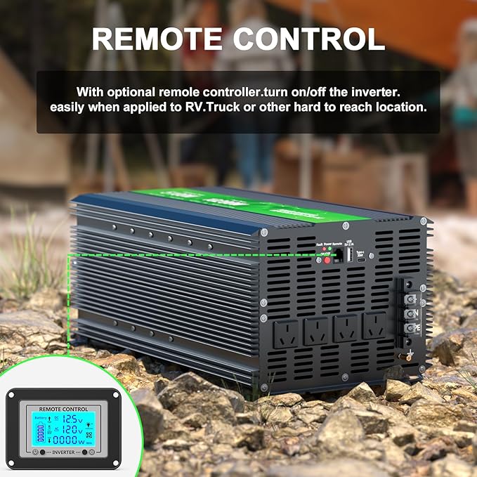 5600W Power Inverter 12V DC to 110/120V AC Converter, 11200W Peak, LCD Display, Remote Control, 4 AC Outlets, 30W Type-C Port, 3.1A USB Port for RV Truck Solar System, Emergency Power, Off-Grid Use