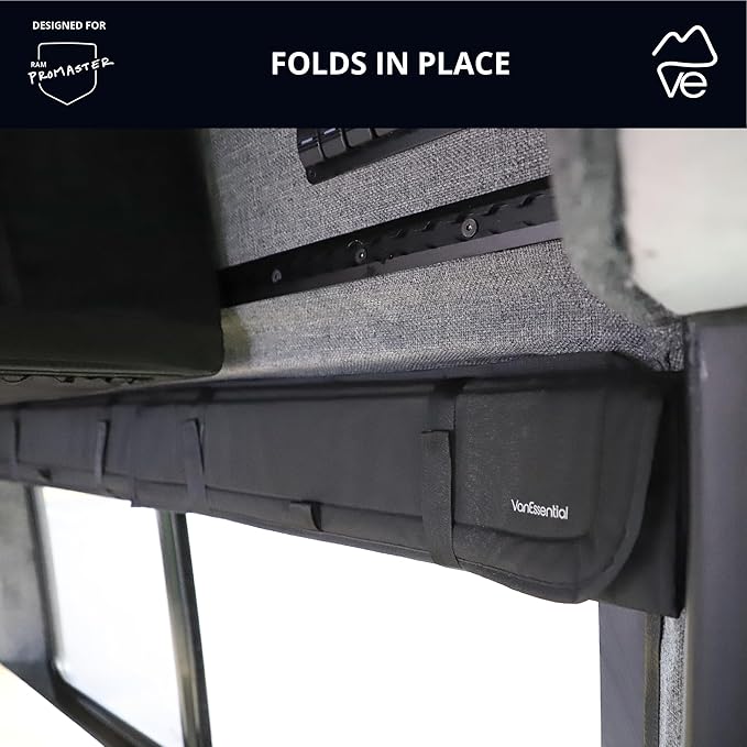 VanEssential Insulated Stealth Blackout Crew Window Cover Designed for RAM Promaster Bare Metal Window Frame Van Years 2014 to Current Model - Black