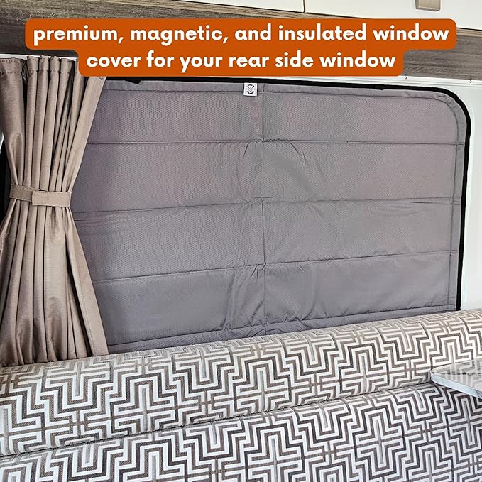 Living in a Bubble Insulated Blackout Mid Left Side Window Cover for Mercedes Sprinter Van Year 2007-2026 144" Length MWB, NCV3 & VS30 (Bare Metal Frame)