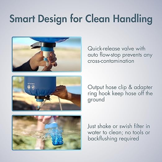 Katadyn Gravity BeFree 10L Water Microfilter, Camping, Backpacking, Emergency Preparedness, Blue