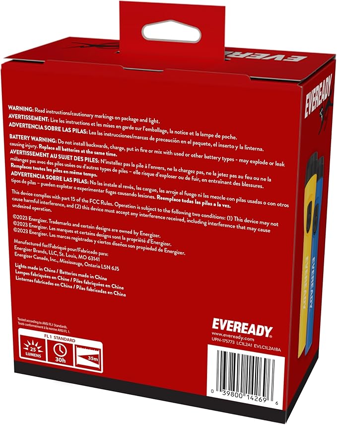 Eveready LED Flashlight Bright Reliable Flashlights for General Purpose, Great for Camping, Car, Emergency Storm Power Outage Handheld Flashlight (Batteries Included)