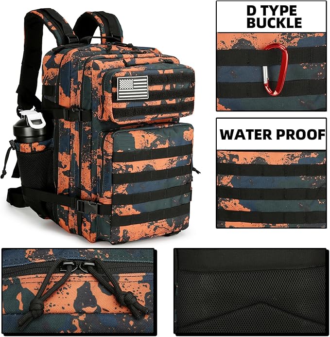 Lovelinks21 45L Tactical Assault Backpack 3 day assault pack with Molle Waterproof backpack Rucksack for Tactical Backpacks (Mars Camo)