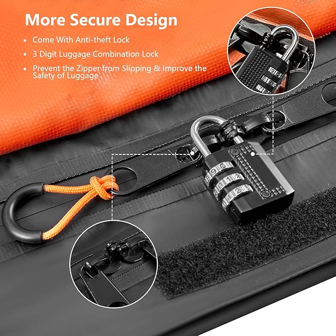 Car Rooftop Cargo Carrier Bag, 30 Cubic Feet Waterproof Car Roof Cargo Carrier Bag for All Vehicle with/Without Rack, Include Anti-Slip Mat, 2 Reinforced Straps, 6 Door Hooks and Luggage Lock