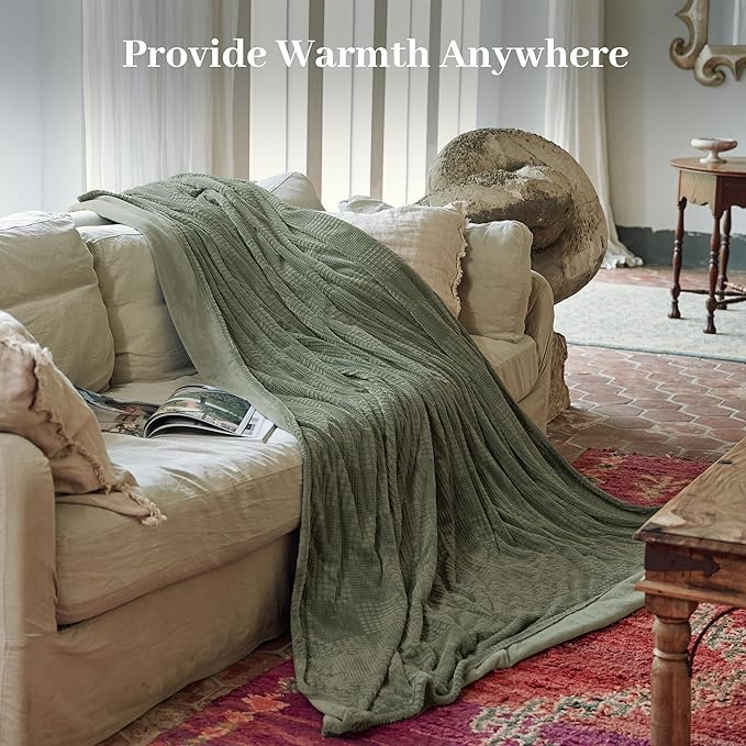 Texciting Electric Blanket Twin Size 62''X84'' - Heated Blanket with Single Control Fast Heating 9 Heating Levels & 10 Hours Auto Off,ETL Certified Machine Washable (Gray Green