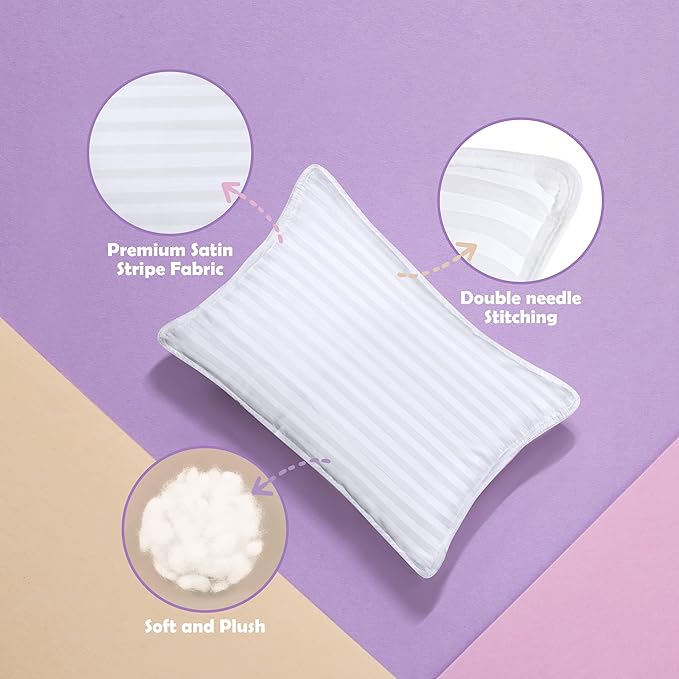 Utopia Bedding Toddler Pillow (White, 2 Pack), 14x19 Small Pillow for Kids, Soft and Breathable Cotton Blend Shell, Polyester Filling, Perfect for Toddler Bed and Travel (Intended for Age 2 and up)