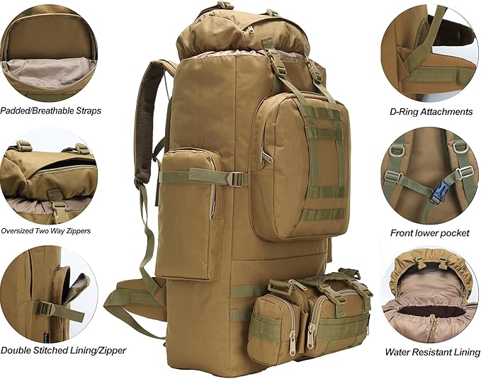 King'sGuard 100L Camping Hiking Backpack Molle Rucksack Military Camping Backpacking Daypack