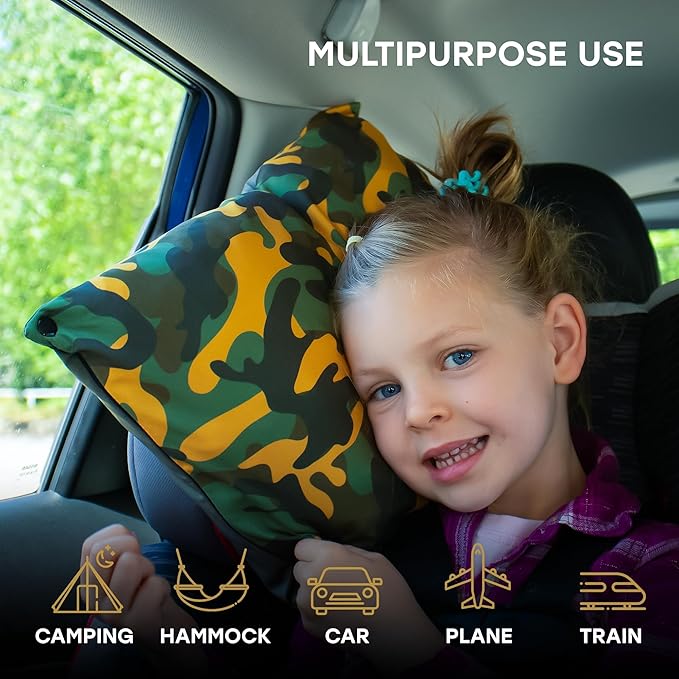 Small Backpacking Camping Pillow | Camp Pillow w/Machine-Washable Cover | Packable Travel Pillow w/Pouch + Strap | Hammock Pillow | Hiking | Camping Gear & Accessories