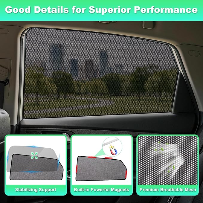 Car Window Shades for 2015-2020 Tucson - Rear Side Window Sun Shade for Baby, Breathable Mesh Car Privacy Window Covers, UV Protection and Heat Insulation for Road Trips, Napping, Camping
