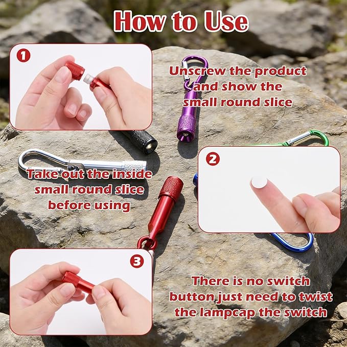 48Pcs Mini Keychain Flashlights Bulk with Metal Carabiner - Ultra-Bright LED Emergency Lights for Camping Cycling, Survival Kits (48)