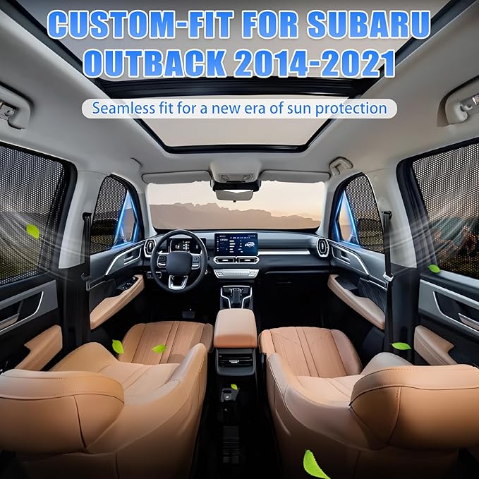 ZATOOTO Car Window Shades for Outback 2014-2021, Outback Sun Shade for Side Windows Breathable Mesh Car Window Screen for Camping, Protecting Your Baby from 99% UV Rays and Heat, Free-Glare