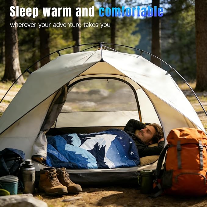 Tirrinia Waterproof Outdoor Blanket, Warm Windproof Stadium Blankets with Sherpa Lining, Foldable Camping Blanket, Emergency Blanket with Mountain Landscape Design for Car, Beach, Picnic, Hiking