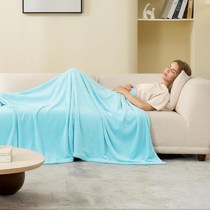 Hansleep Fleece Robin Egg Blue Full Blanket, Super Soft Flannel Fuzzy Plush Cozy Blanket for All Seasons, Robin Egg Blue, Full 84x90 Inches