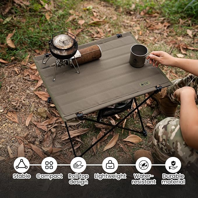 ONETIGRIS Foldable Camping Table, Lightweight Portable Table Sturdy & Quick Setup, Holds Up to 66 lbs, Perfect for Camping, Hiking, Backpacking, Picnic, Beach, Travel