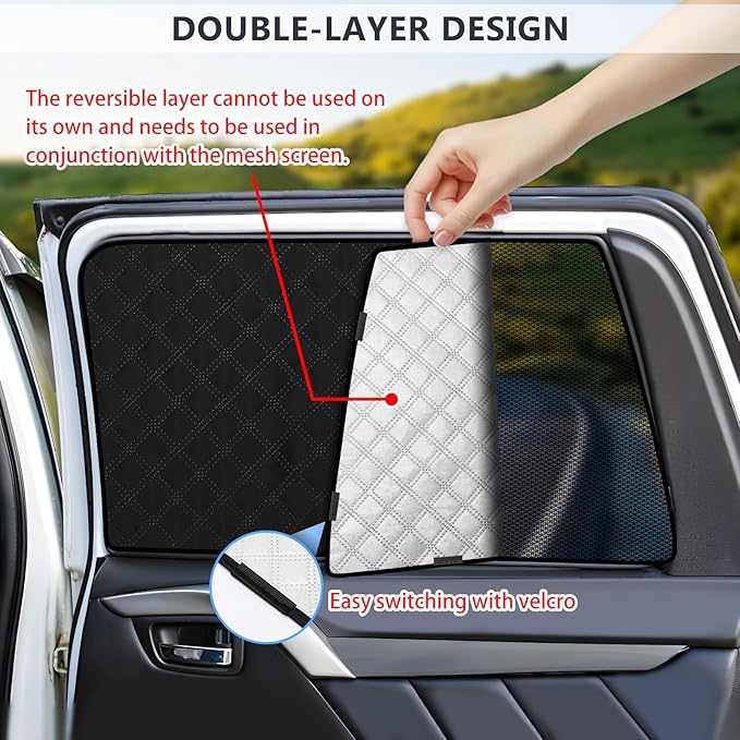 ZATOOTO Car Window Shades for 2019-2024 Forester Sun Shade for Side Windows 6 Pack, Car Window Cover for Camping with Breathable Window Screen and Reversible Blackout Window Shade for Privacy Heat