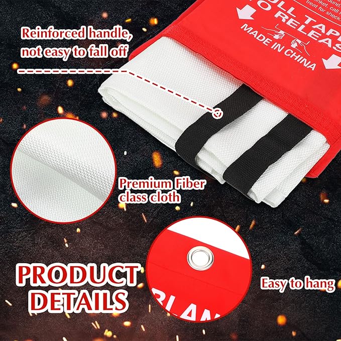 Macarrie 20 Pack 39” x 39” Fire Blanket Emergency for Home and Kitchen Safety Suppression Blanket Fiberglass Fireproof Survival for Fireplace Car Office Camping (Red)