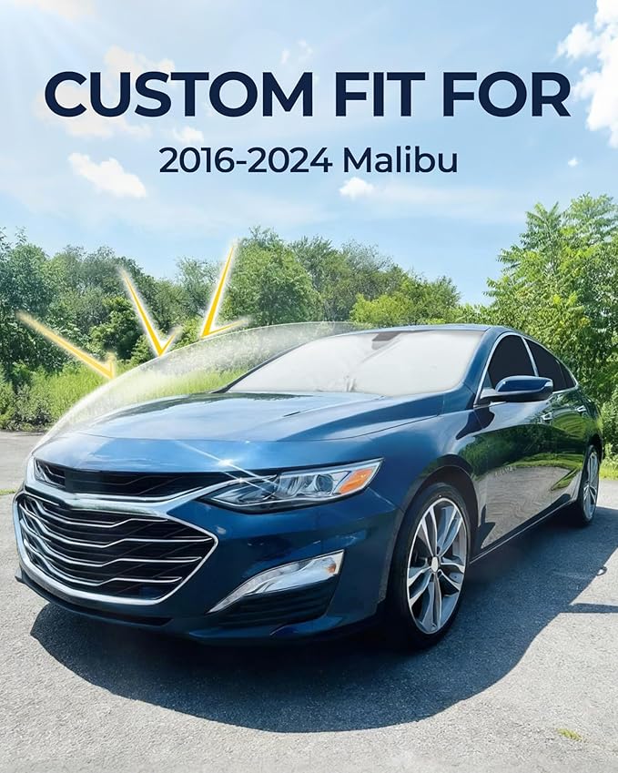 for Chevrolet Malibu 2016-2024 Car Window Shades, 8pcs Privacy Sun Shade Set for Front Windshield Side and Rear Windows, Full Window Covers Keeps Vehicle Cool for Camping Napping