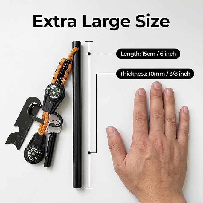 Ferro Rod Fire Starter with Compass, 3/8 Inch Thick Magnesium Ferrocerium Rod，Fire Starter Survival Tool with Multi-Tool Long Strikes, Flint Fire Starters for Camping & Hiking,Outdoor Emergency Kits.