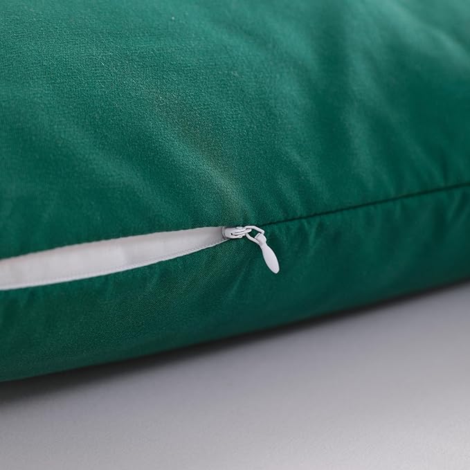 NTBAY Zippered Toddler Pillowcases Set of 2, 100% Brushed Microfiber 13x18 Pillowcases, Super Soft and Cozy Travel Kids Nursery Pillow Cases, 13x18 Inches, Dark Green