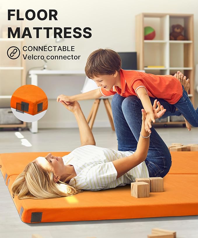 GAIALOOP 3 Inch Memory Foam Camping Mattress, Dual Layer Thick Sleeping Camp Pad for Car Tent Cot, Roll-Up Portable Glamping Floor Bed for Guests Sleepover