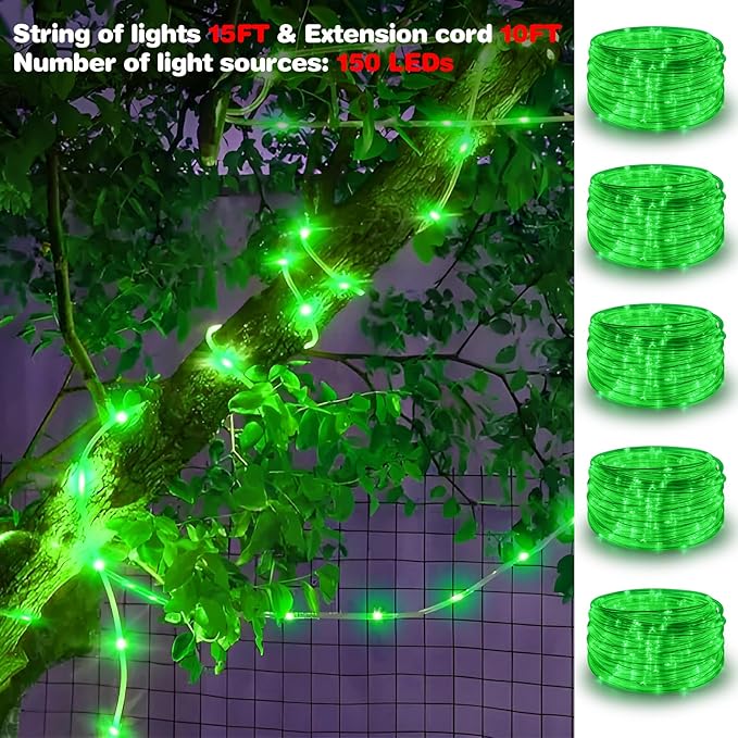 50FT 150 LED Solar Rope Lights, 18 Colors with Timer, 5 Modes, Waterproof Plug-in Remote Control Camping String Lights for Outside, Camping, Classroom, Party, Festival Decoration Solar Lights Outdoor