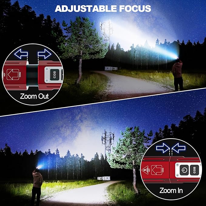 Banral Rechargeable Flashlights High Lumens - Super Bright Small Pocket Magnetic Flashlight, 8 Modes LED Tactical Flash Light, Dual Button Powerful Flashlight for Camping (2, Red)