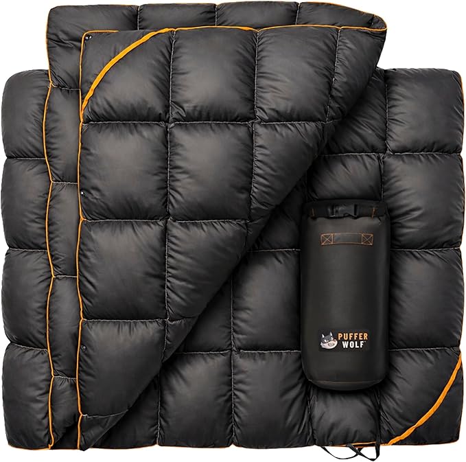 PW700 Extra Large Double Insulated Outdoor Camping Blanket | 2X Puffy, Warm, Packable, Weatherproof, Durable, and Lightweight | Top Quilt for Hiking, Backpacking, Stadium Events, Picnics