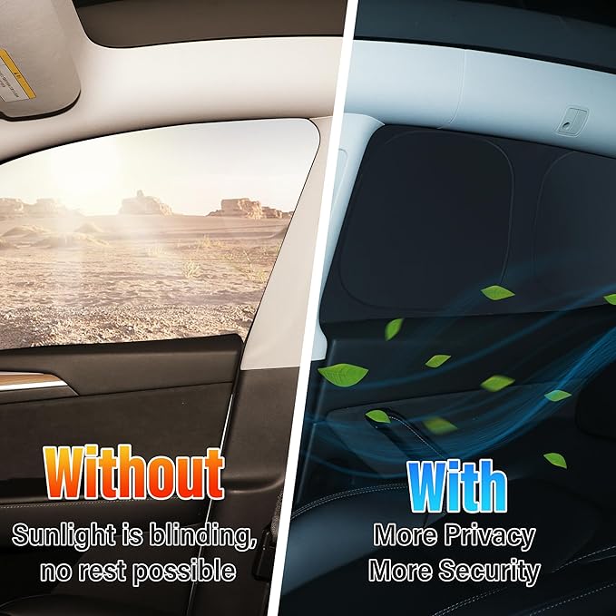 10PCS Sunshade Roof & Full Windshield Side Window for 2020-2024 Tesla Model Y, Heat Insulation Foldable Sun Shade Cover Camping Privacy Accessories with Storage Bag