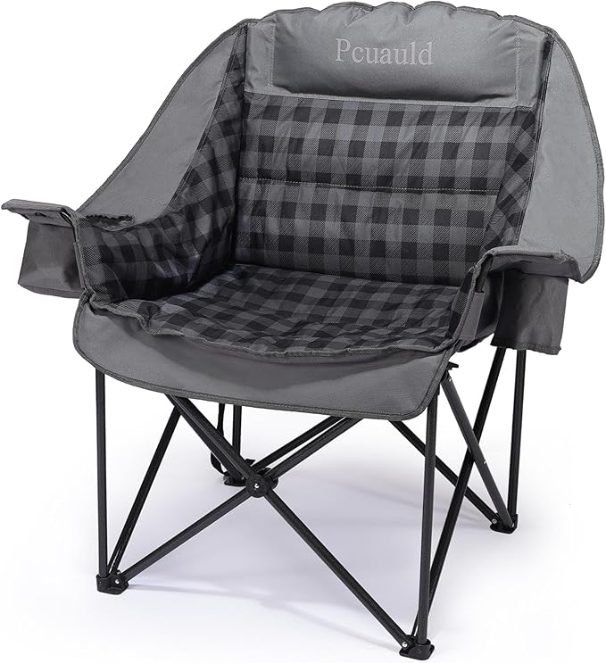 Camping Chairs for Adults Heavy Duty Padded Folding XL Camp Chairs with Cup Holder, Supports 500lbs, Oversized Large Outdoor Widen Comfy Lawn Chairs for Tailgating Sports Beach Yard