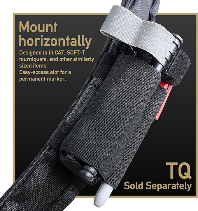 LIVANS Tourniquet Holder TQ Sleeve, Elastic Tourniquet Holder for Duty Belt Tactical Retention Band TQ Pouch Horizontal Battle Belt Accessories Survival Gear