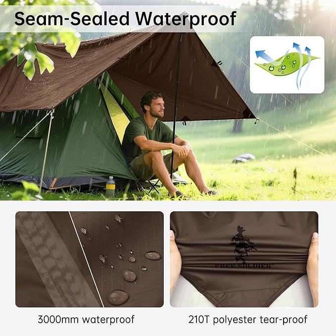 Free Soldier Waterproof Portable Tarp Multifunctional Outdoor Camping Traveling Awning Backpacking Tarp shelter Rain Tarp