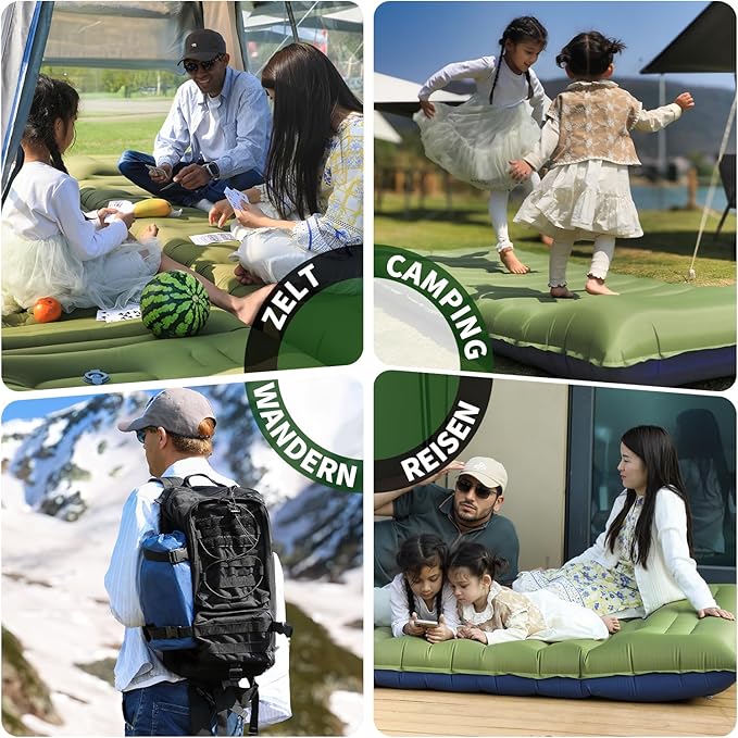 Myxslop Camping Sleeping Pad, Thick 5 Inch Camping Mat with Pillow Built-in Foot Pump Ultralight Inflatable Sleeping Pads for Camping, Backpacking, Hiking, Tent