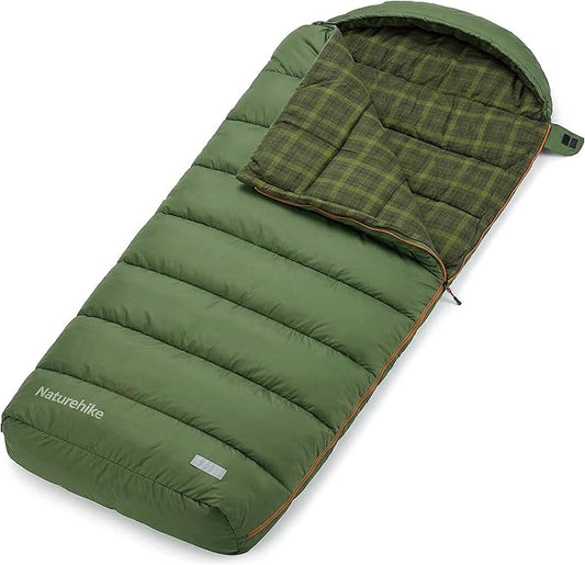 Naturehike Big & Tall Flannel Sleeping Bag for Adults, XXL Sleeping Bag for All Seasons, Machine Washable Sleeping Bags for Camping Hiking Hunting, Compression Sack Included