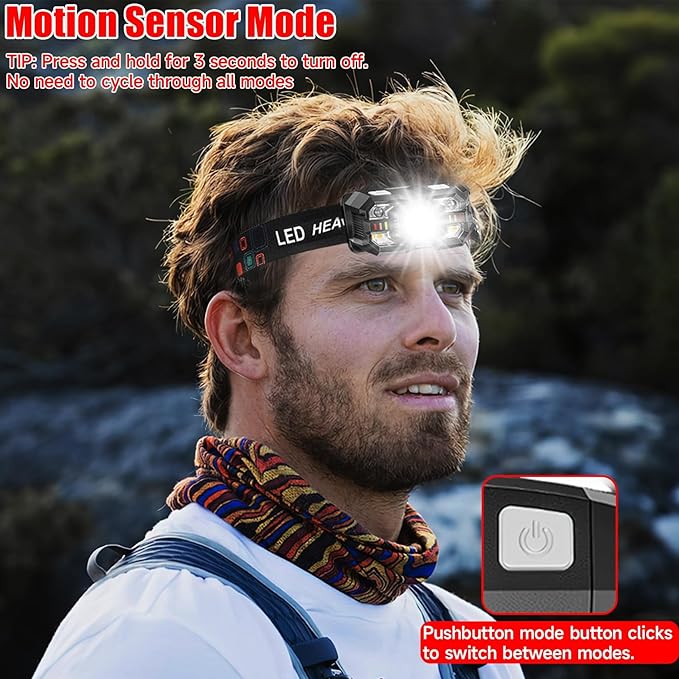 Headlamp Rechargeable 90Pack, 3000 Lumen Ultra-Light Bright Headlamp Flashlight with White Red Light, LED Headlight, 5+5 Mode for Outdoor Camping Fishing Running Hiking (90)