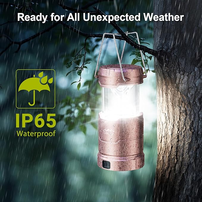 LETMY LED Camping Lantern for Power Outages, 3 Color Modes & Dimmable Battery Powered Lantern, IP65 Waterproof & Collapsible, Lanterns Flashlight Survival Kits for Emergency Hurricane Hiking, 4 Pack