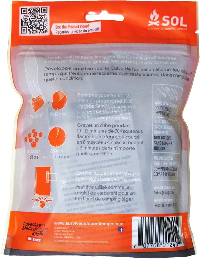S.O.L. Survive Outdoors Longer All-Weather Fire Cubes Fire Starters (6-count) and Striker