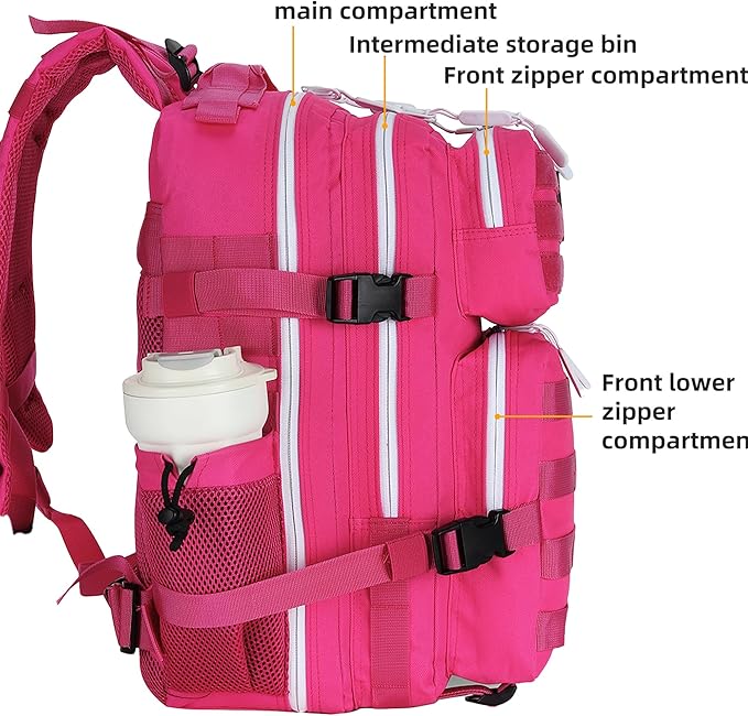 Lovelinks21 45L Tactical Assault Backpack 3 day assault pack with Molle Waterproof backpack Rucksack for Tactical Backpacks (Rose Red)