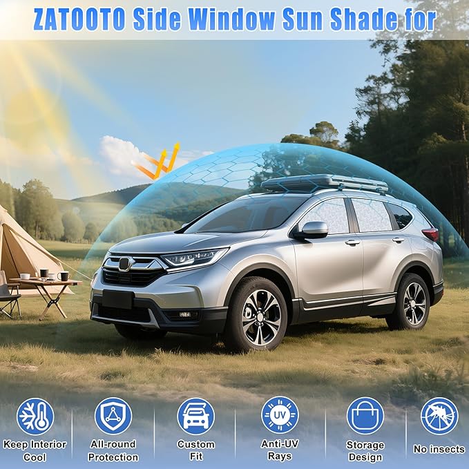 ZATOOTO Car Window Shades for Honda CR-V 2017-2022, 4 Pcs Magnetic Car Window Covers, 100% UV Protection Foldable Privacy Curtains Side Window Sun Shade for Baby Breastfeeding Sleeping Camping