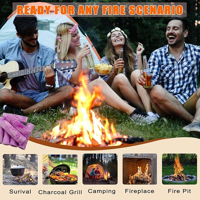 E500 Fire Plugs Emergency Fire Starters, 50 Count Waterproof Fire Plugs for Survival Kits, Power Outages, Camping & Outdoor Use