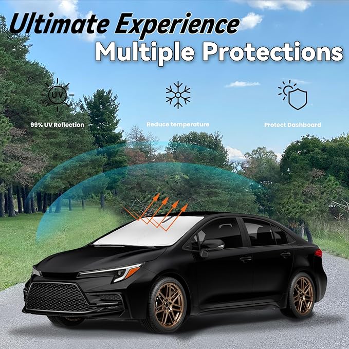 Windshield Sun Shade for 2014-2019 Toyota Corolla (Not for Corolla Cross), Car Front Window Sunshade with 240T Sun Visor Protector Blocks UV Rays Heat Sun Shield Accessories