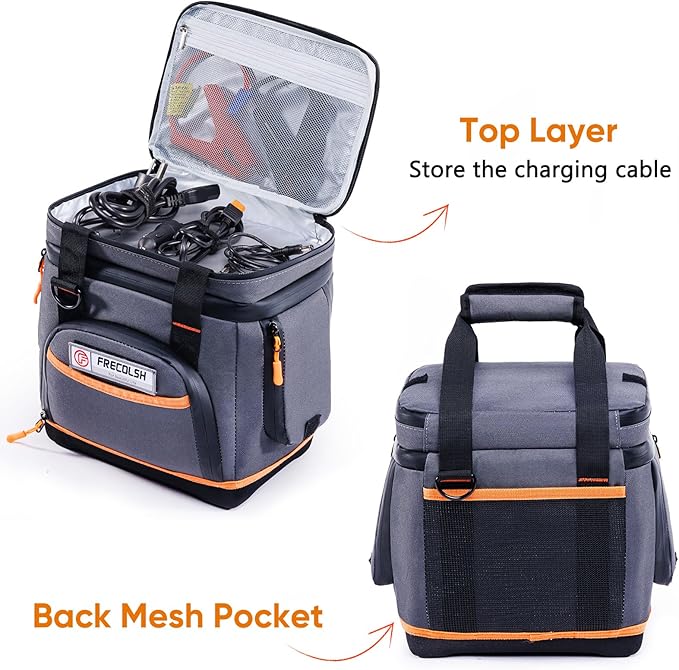 Double-Layer Travel Carrying Case for Jackery Explorer 300/240/160 – Portable Power Station Storage Bag with Molded Bottom, Side Ventilation, Front Pockets for Jackery Accessories & Solar Generator