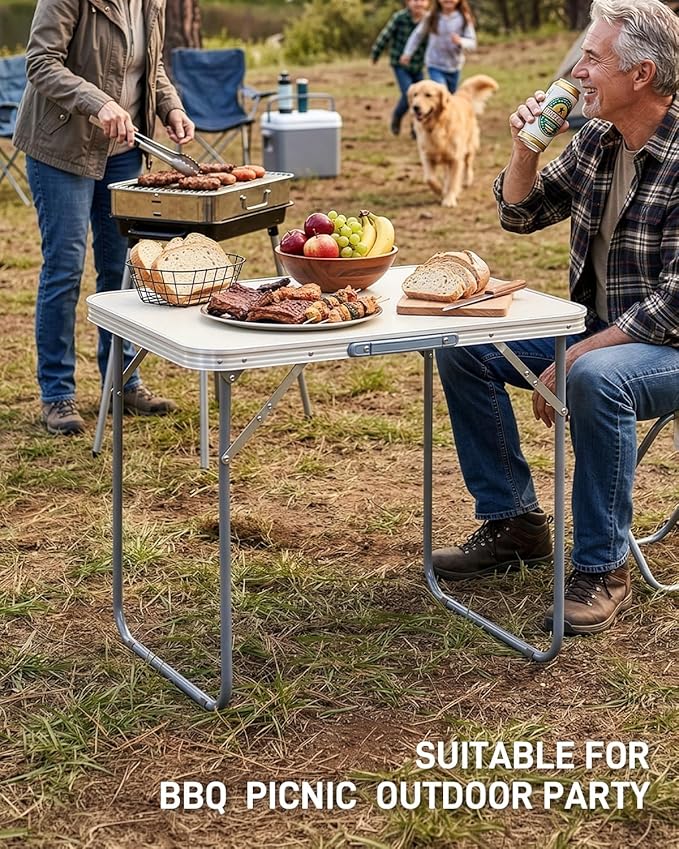 Outvita 2.3ft Portable Folding Camping Table, Outdoor Waterproof Picnic Table, Aluminum Lightweight Suitcase Foldable Table for Picnic BBQ Beach Dining