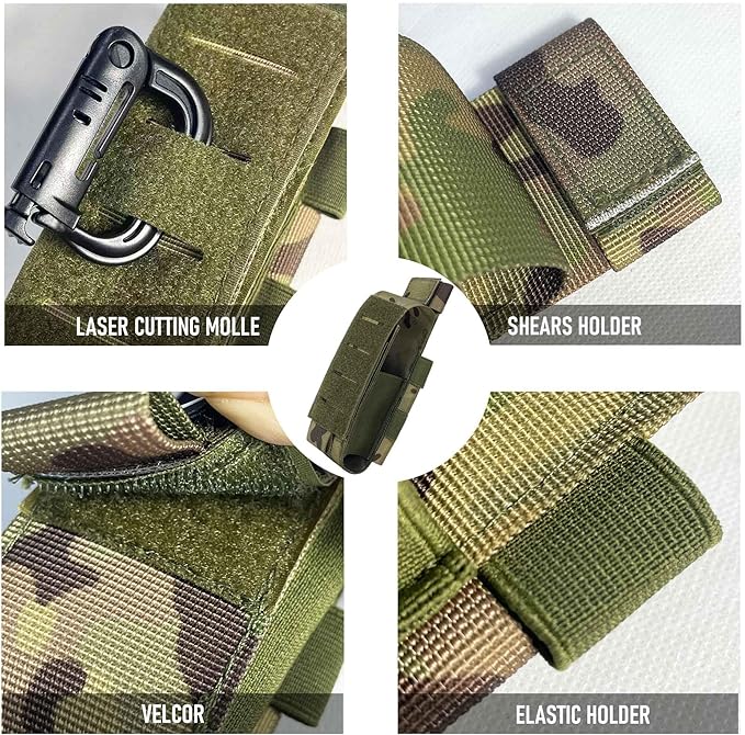 Upgrade 1000D Laser Cut Molle Tourniquet Holder, Heavy Duty Tactical Molle Tourniquet Pouch Holder