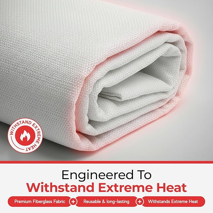 Sierra Madre Emergency Fire Blanket for Home and Kitchen – 100% Fiberglass Fire Suppression Blanket (40x40) for Car, Office & Camping – Instantly Smothers Flames – Lightweight & Reusable (Pack of 4)