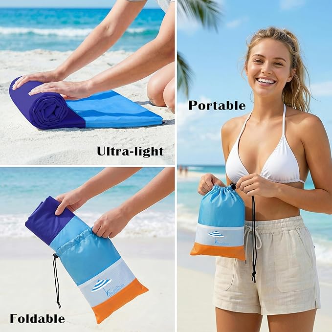 Famstar Beach Blanket Oversized Extra Large 78" X 81",Waterproof Sandproof Beach Blanket 1-7 Adults Lightweight Durable for Travel Camping Hiking Picnic